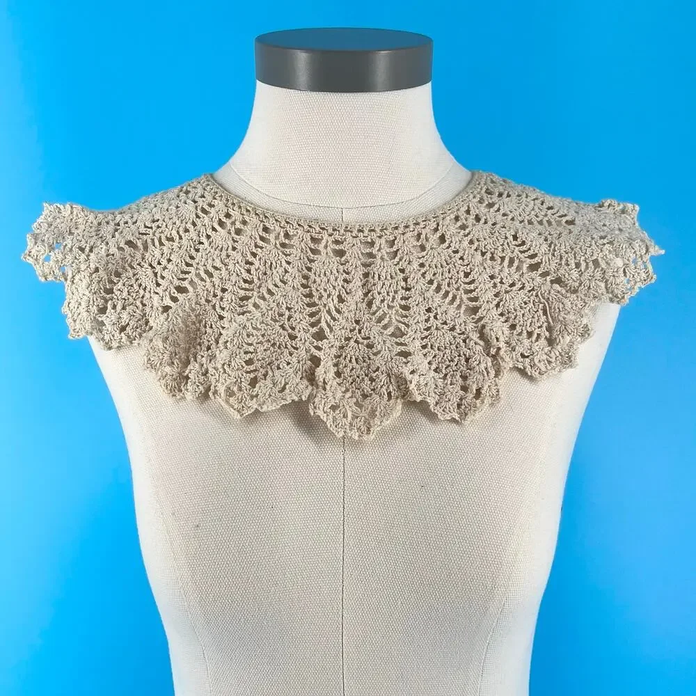 70s Crochet Collar ivory Cottage Cottagecore 1970s Vintage